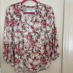 Emaline Women's Floral Blouse - Pink and Green